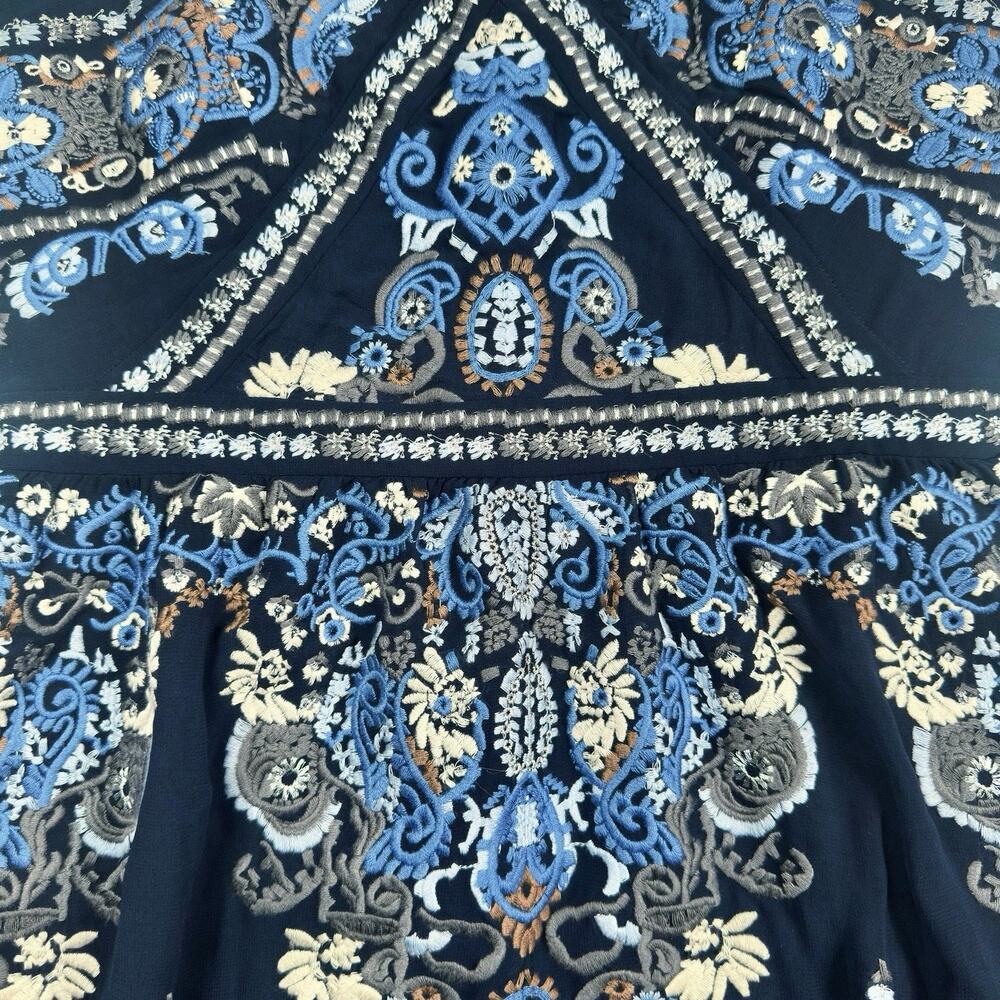 Altar’d State | Women | Corabeth Embroidered Blue Halter Neck Maxi Dress | Small - Picture 12 of 16